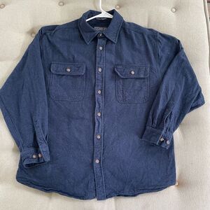 Northern Expedition Chamois Flannel Cotton Button Up Shirt Dark Blue XL